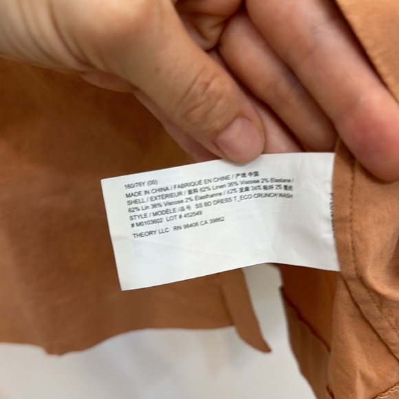 Theory Stretch Linen Dress in Pink Melon size XS - Picture 11 of 12